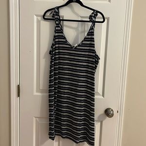 Blue and white striped dress